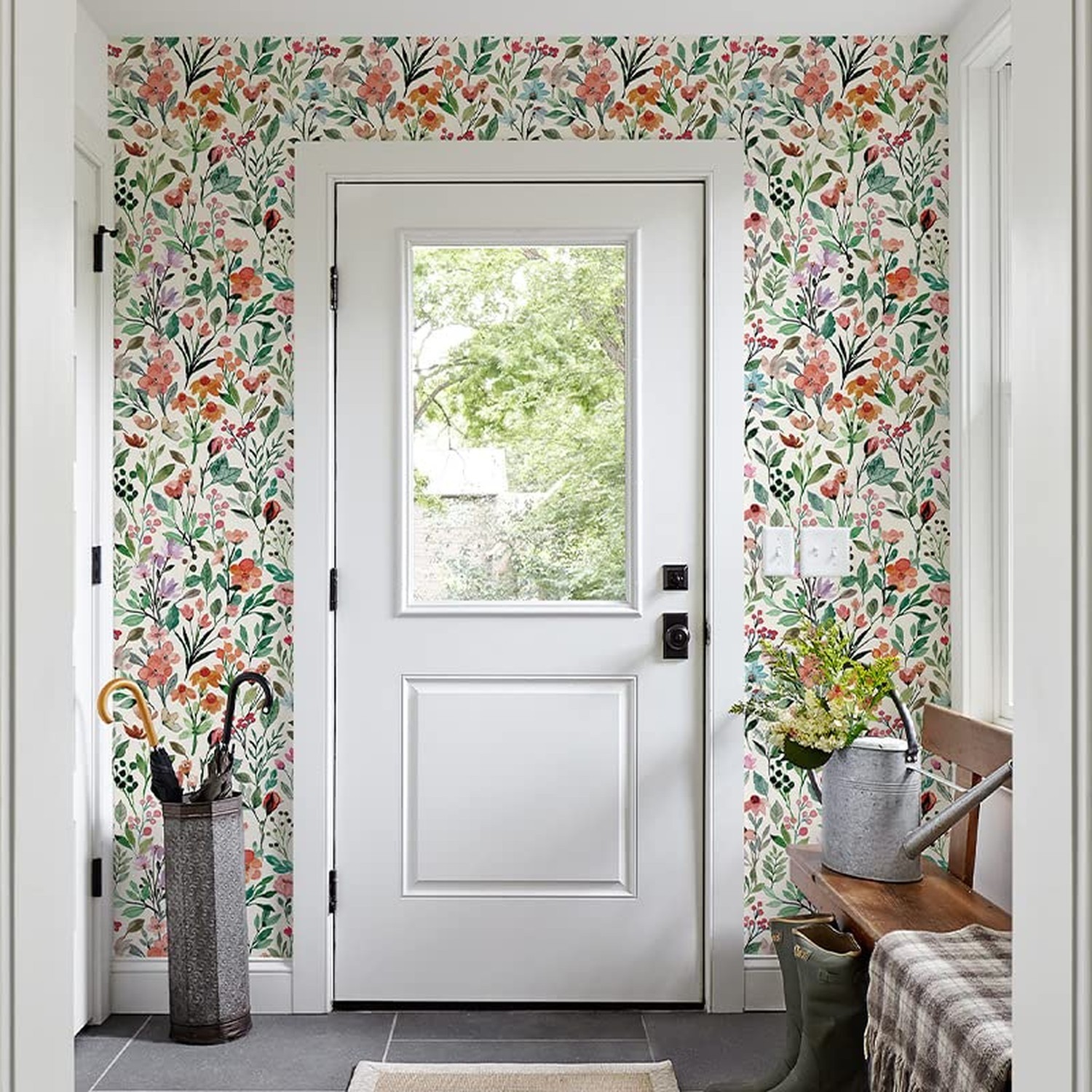 GeRRiT 17.32"x118" Floral Wallpaper Peel and Stick Boho Textured Wall Paper f…