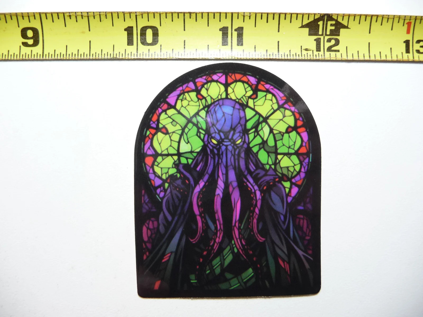 EVIL OCTOPUS SMALL STICKER DECAL STAINED GLASS STYLE BEAUTIFUL COLORS