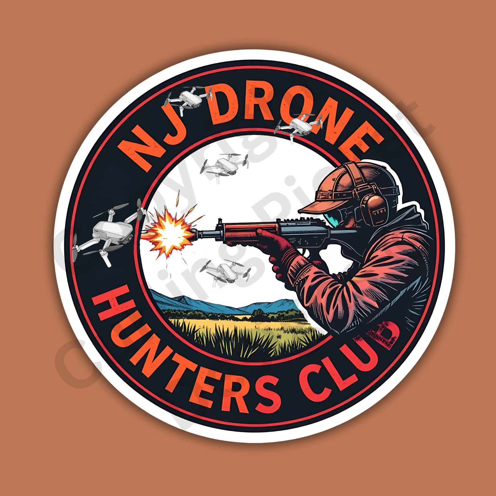 NJ New Jersey Drone Hunters Club Circular 3" Vinyl Sticker
