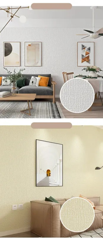 Self-adhesive Wallpaper Linen Thicken Waterproof Mildew Proof Plain Color Living