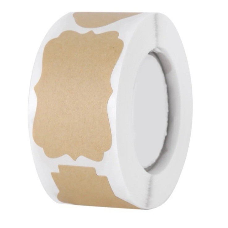 Stickers 500pcs Self-Adhesive Kraft Paper Labels Roll Bakery Home Office NEW