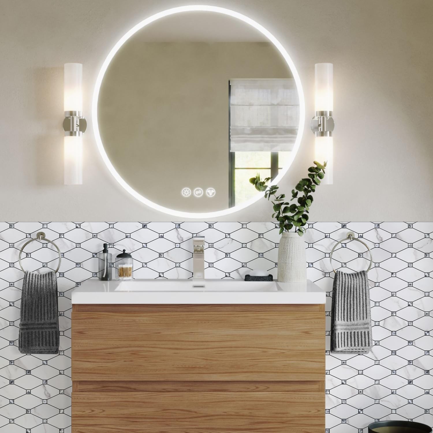10 Sheets Peel and Stick Backsplash, Calacatta Stick on Aluminum Composite Ti…