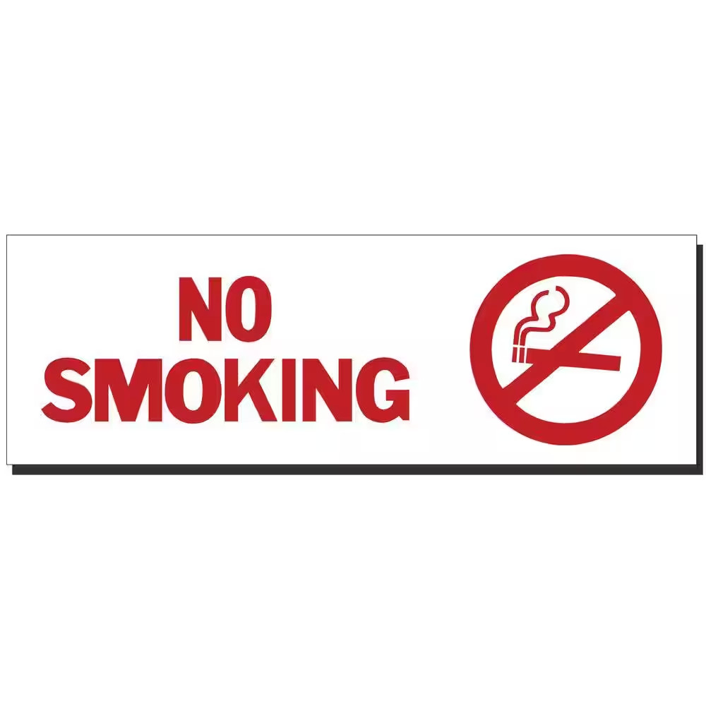 9 In. X 3 In. Decal Red on White Sticker No Smoking with Symbol