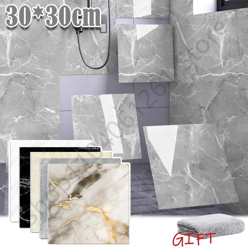 10-50 Pvc Marble Wall Stickers Self Adhesive Waterproof Tile Floor Kitchen Decor