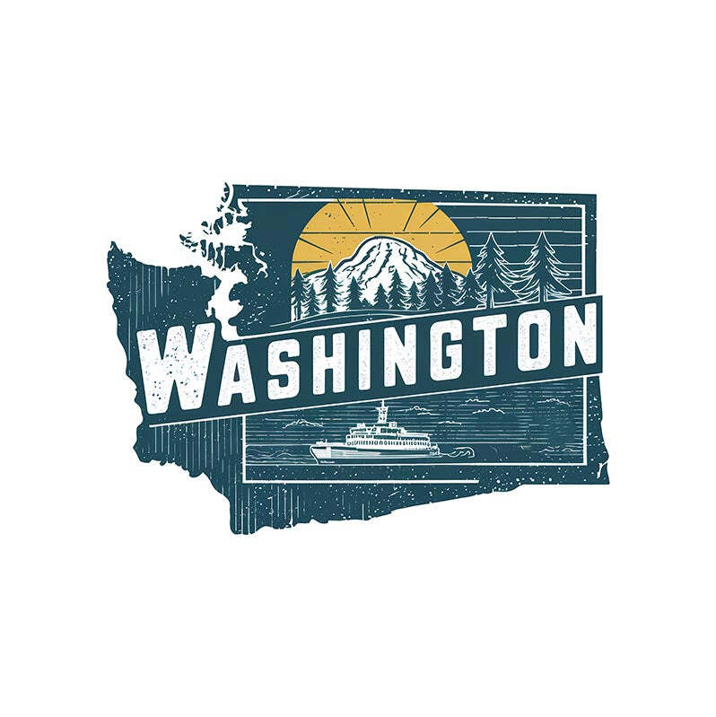 Retro Vinyl State Sticker – Washington
