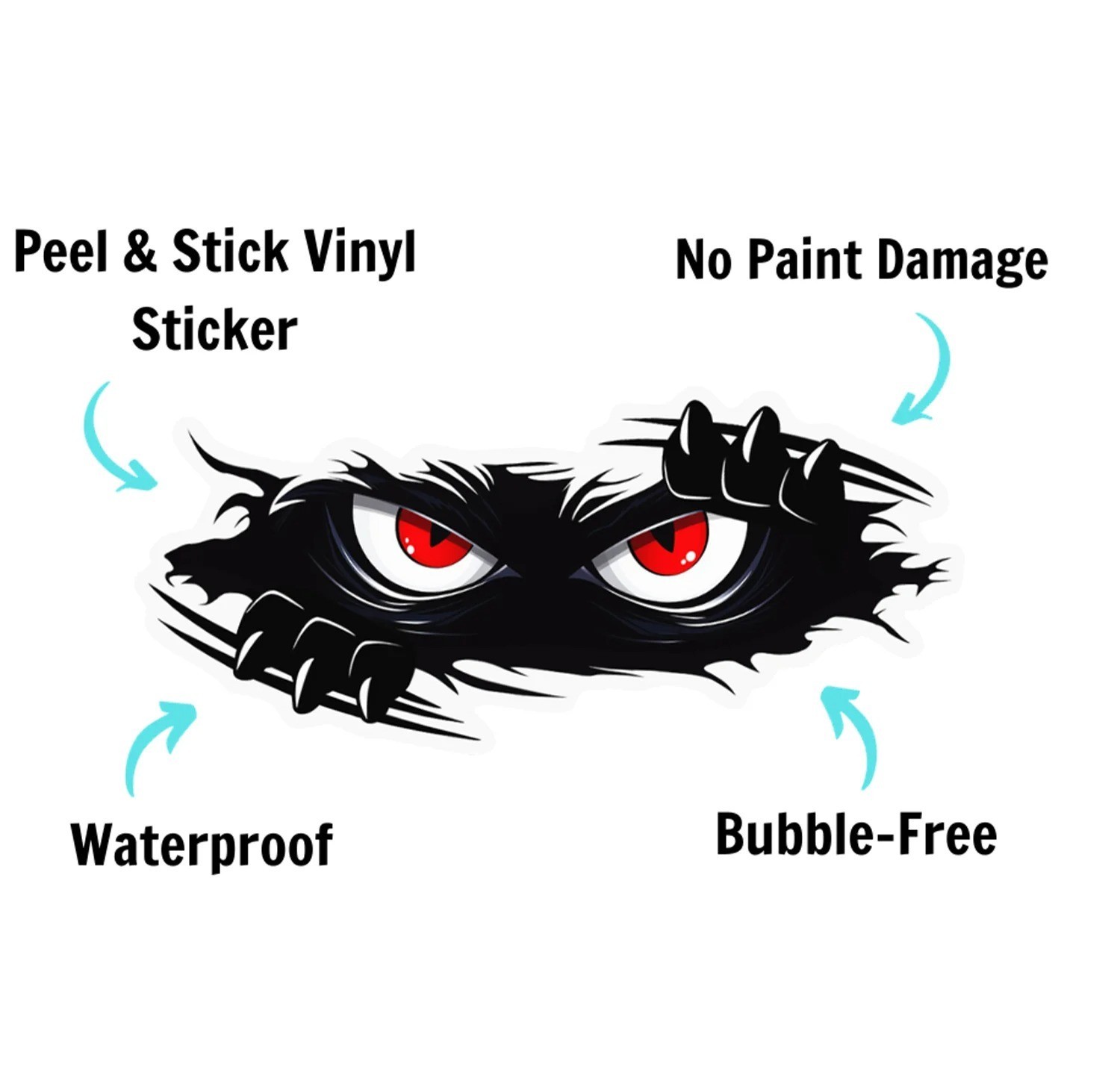 3Pcs Funny Monster Car Stickers Waterproof 3D Vinyl Decals Cute Peeking Auto Dec