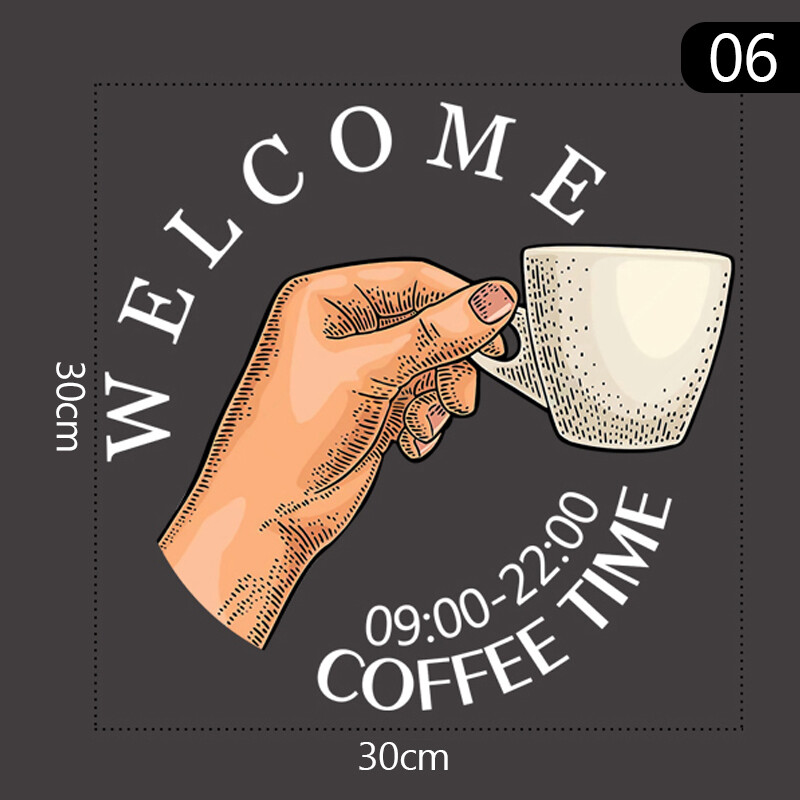 1pcs Coffee Shop Static Window Sticker Business Restaurant Storefront Logo Decor