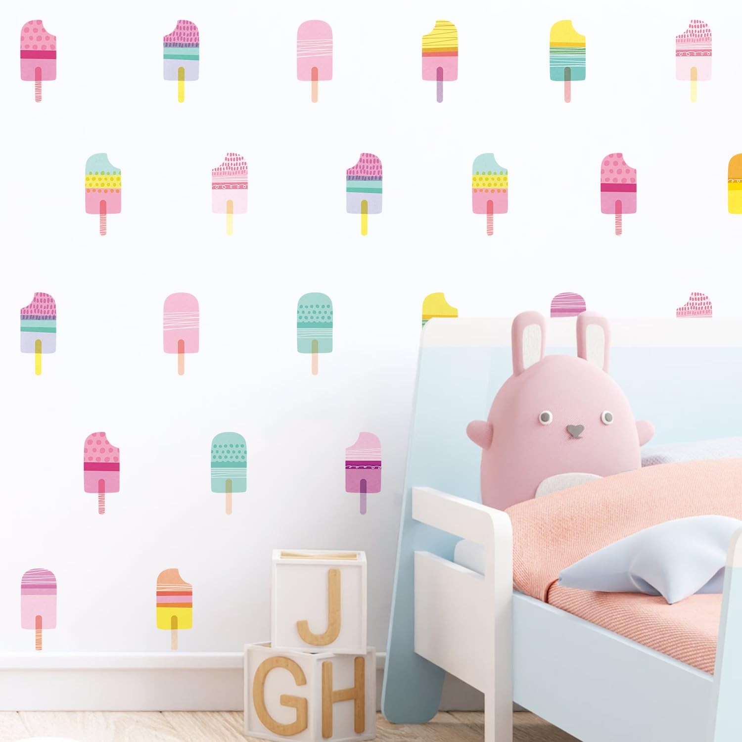 Kasubeso Ice Cream Wall Decals 48 Pcs Peel Stick for Kids Room