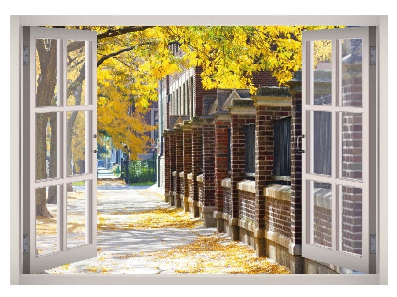 Backyard Fence View Window 3D Wall Decal Art Mural Home Decor Canvas Vinyl W26