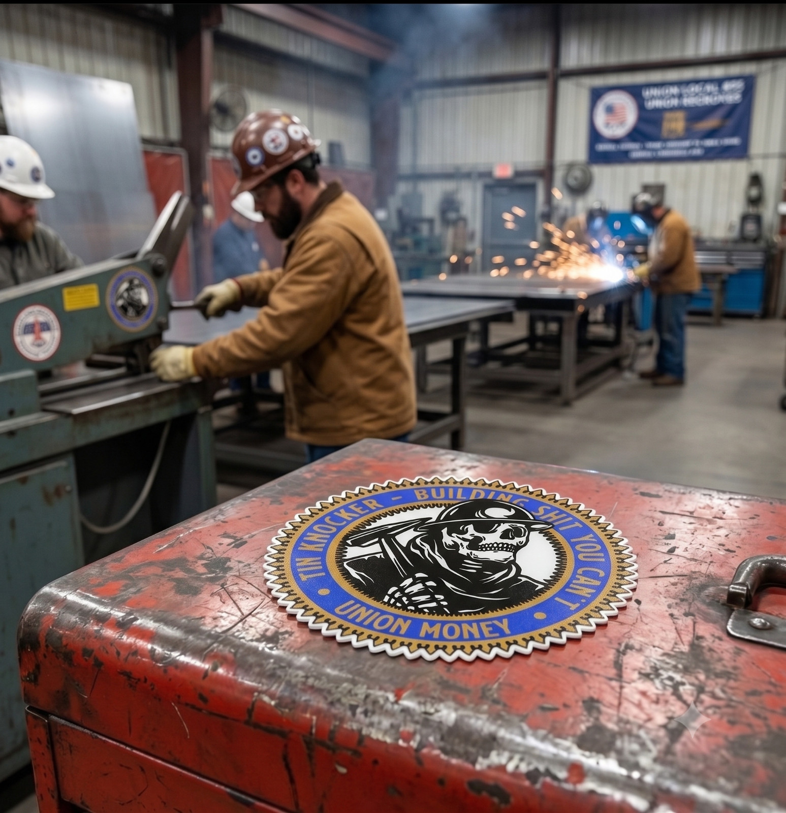Tin Knocker Sticker Building S*** You Cant Union Money Sheet Metal HVAC Hard Hat