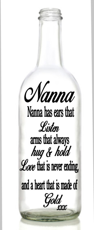 Vinyl Decal Sticker for Wine bottle diy NAN, NANNA ,GRAN has ears that listen