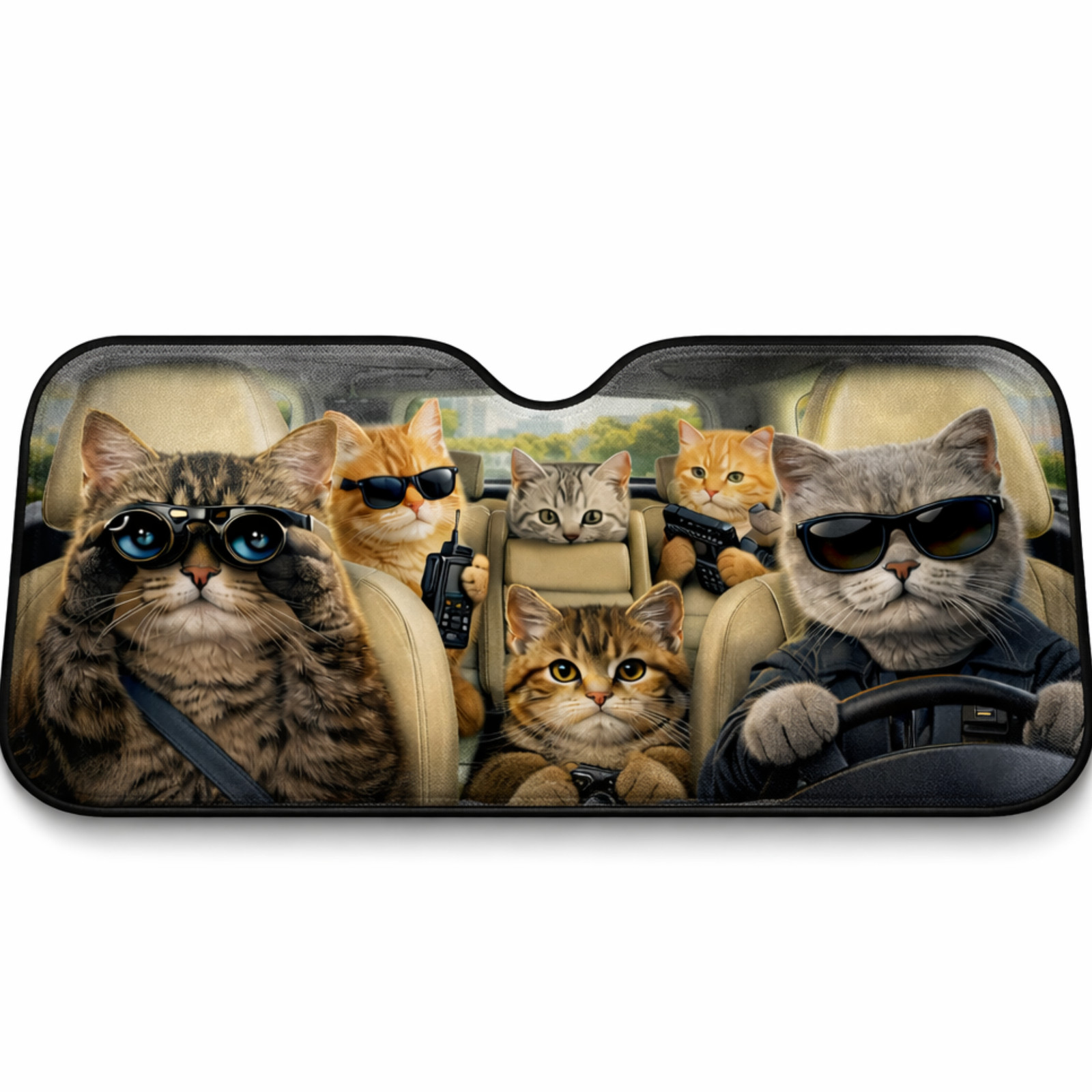 Funny Cat Car Sunshade Cool Cats Driving Windshield Sun Shade Auto Cover