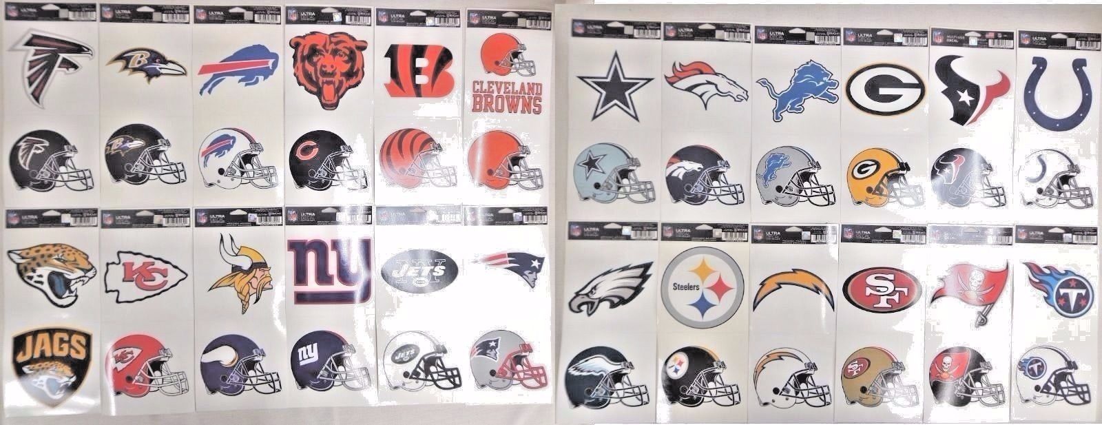 NFL Ultra Decals 2 Pack Set Removable Reusable Sticker Wincraft