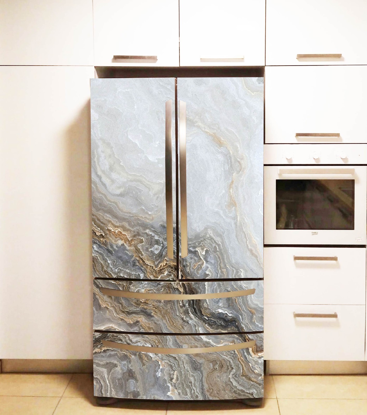 Marble Fridge Wrap Waterproof, Durable Kitchen Vinyl