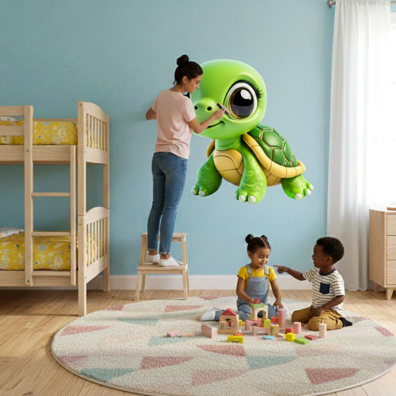 Cute 3D Sea Turtle Wall Decal | Nursery Ocean Decor