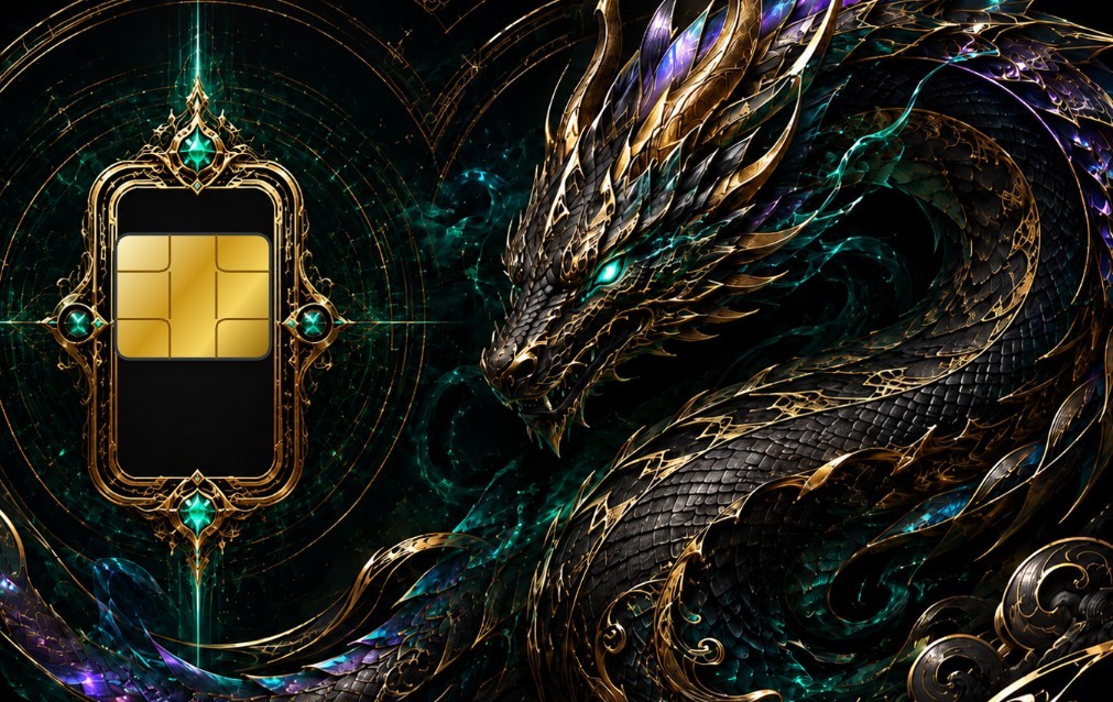 Dragon Card Skin for Credit/Debit Card – Black Gold Emerald Fantasy Chip Sticker