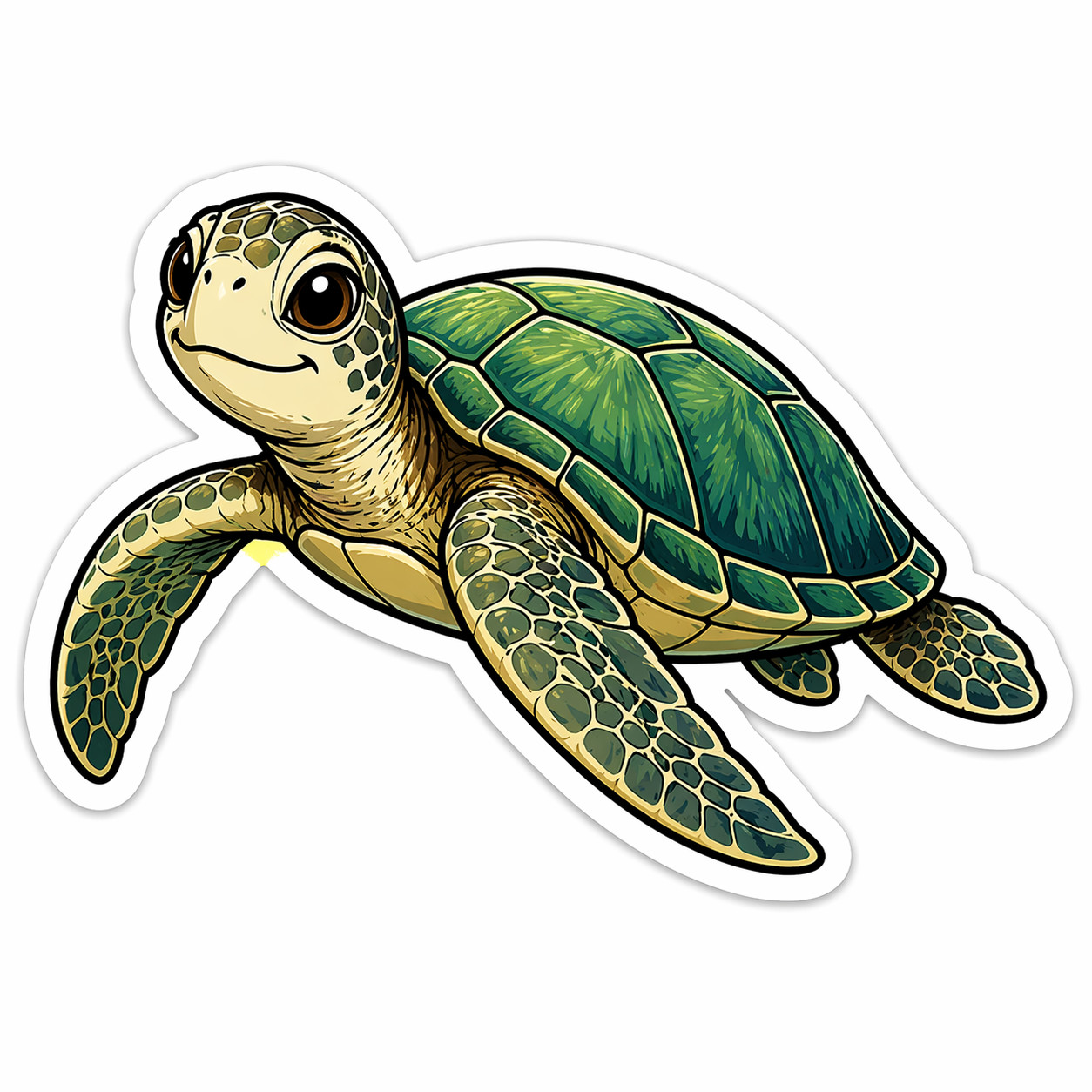 Sea Turtle Sticker 4 Inch Vinyl Decal Waterproof – Cup, Laptop, Vehicle, Planner