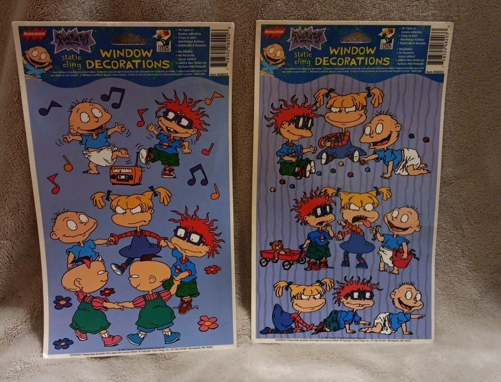 Rugrats Nickelodeon Static Cling Window Decorations Tommie, Chuckie, Angelica X2