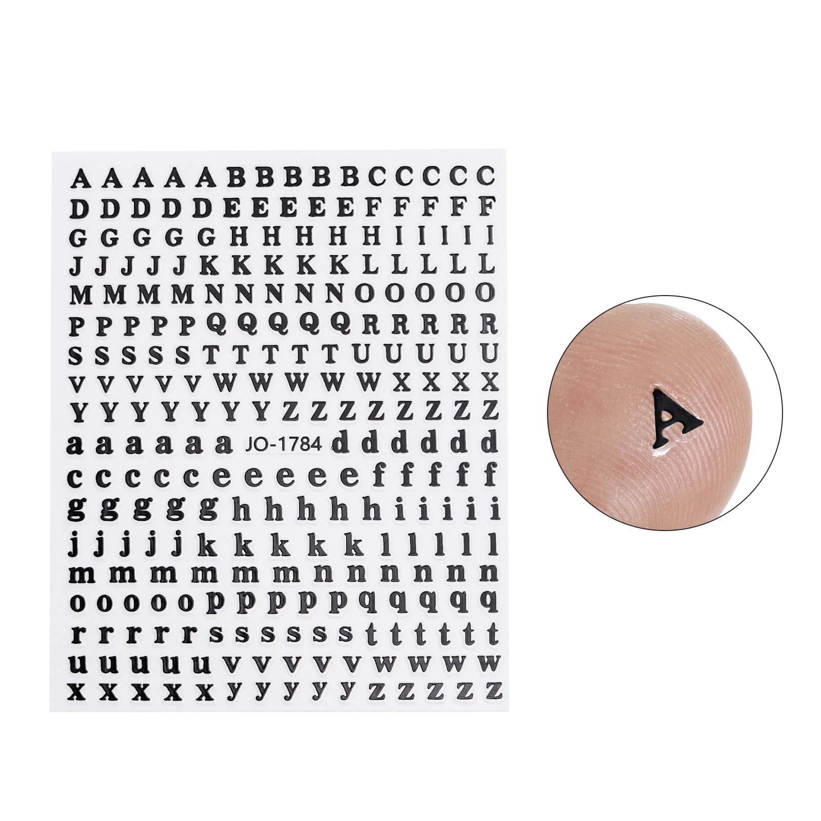 6 Sheets Letter Nail Stickers Self-Adhesive Alphabet Nail Stickers DIY Black
