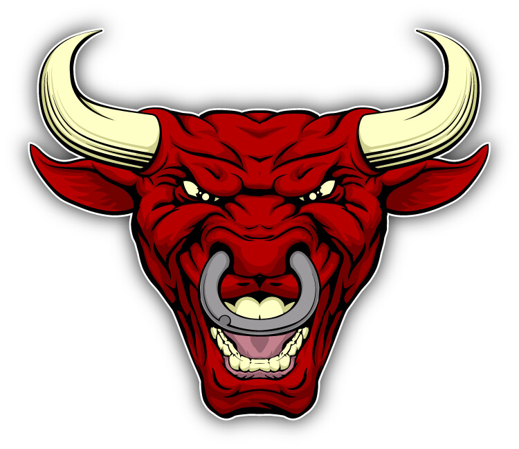 Angry Red Bull Head Mascot Car Bumper Sticker Decal