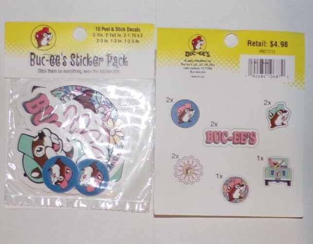 Buc-ee's Classic Beaver Logo 10 Peel & Stick Decals Sticker NEW STYLE Larger Siz