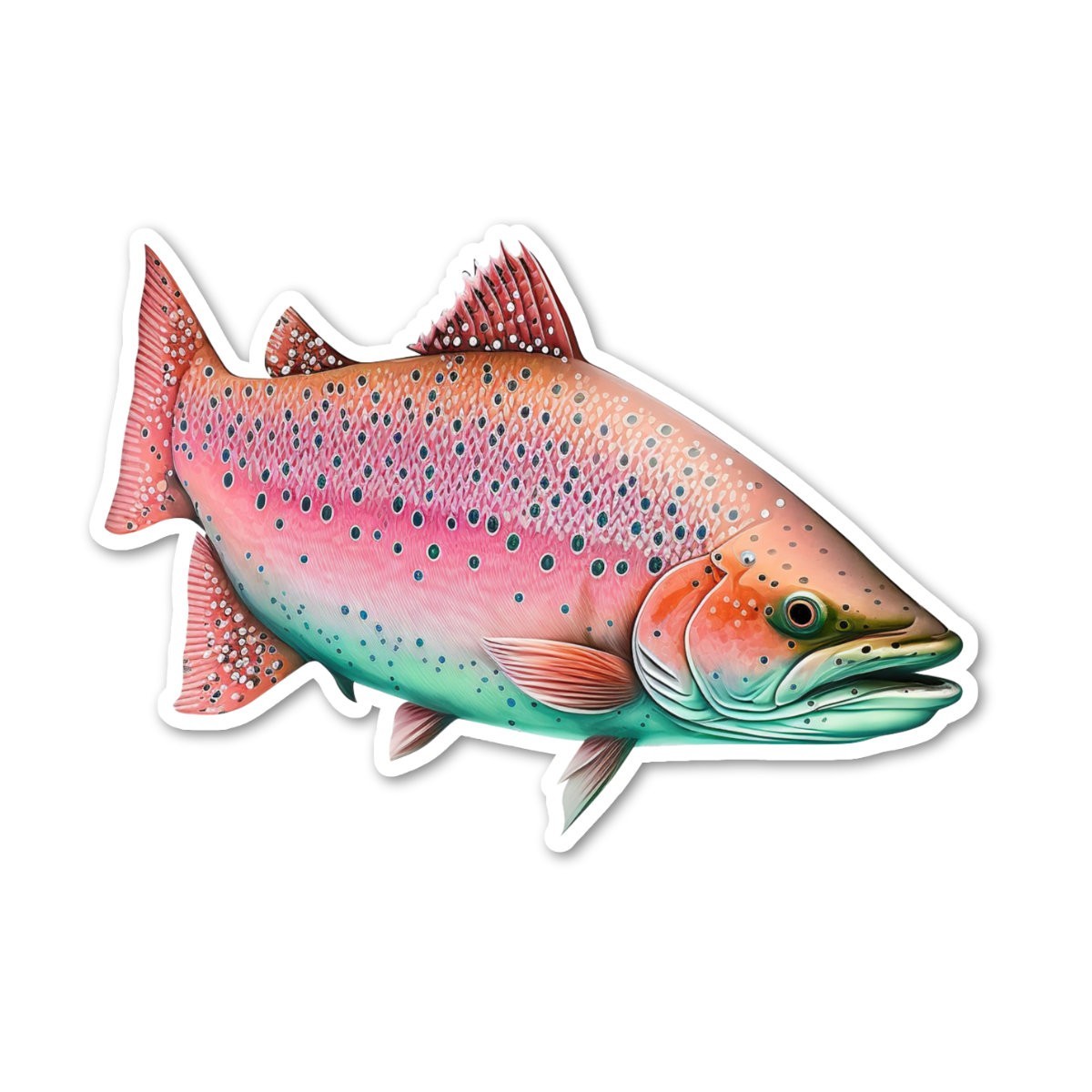 Colorful Pink Salmon Vinyl Sticker Waterproof Laptop Phone Water Bottle Decal