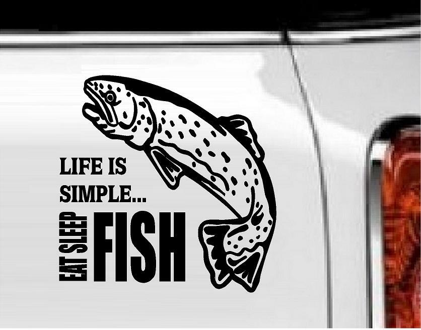 Life Is Simple… Eat Sleep Fish Vinyl Decal Home Décor 6" x 6"