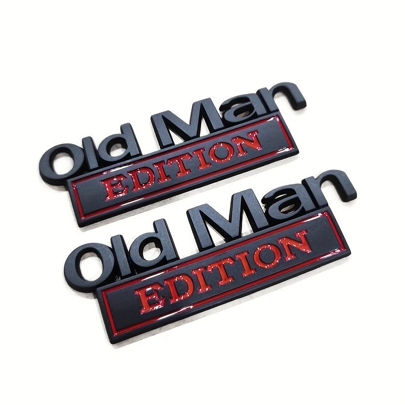 1/2PCS Metal Old Man Edition Emblem 3D Badge for Universal Car Truck ChroCW