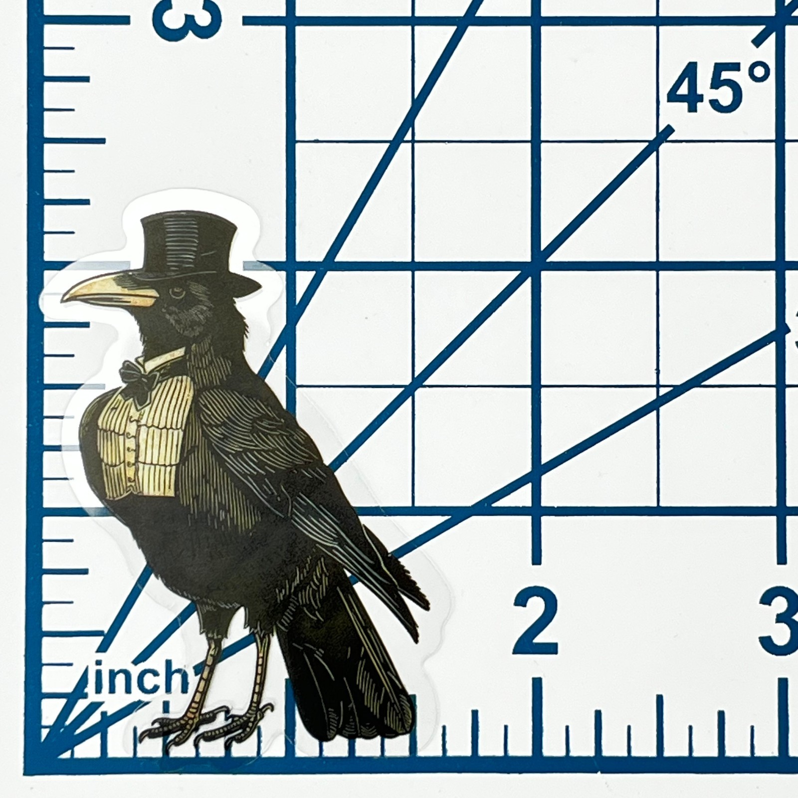 Victorian Crow Vinyl Sticker Transparent Anthropomorphic Raven Top Hat Ephemera