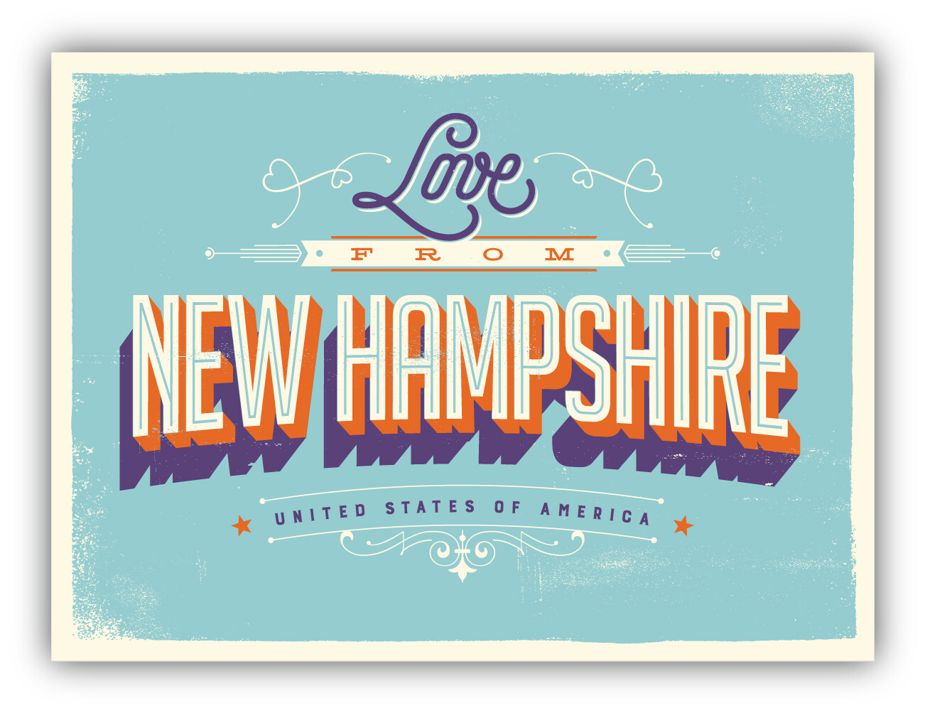 Love From New Hampshire USA Vintage Vinyl Sticker Decal