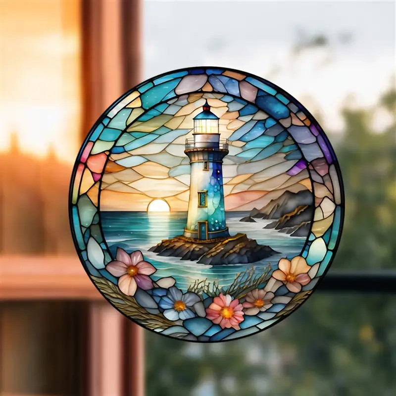 Lighthouse Sea Anti-Static PVC Window Sticker for Car, RV, and Home Decor