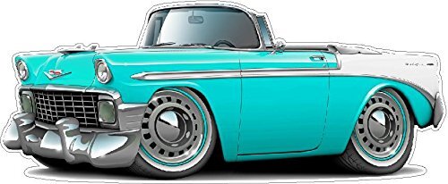 Cartoon Cars Wall Decal Compatible with 1956 Chevy Belair Convertible 265 283