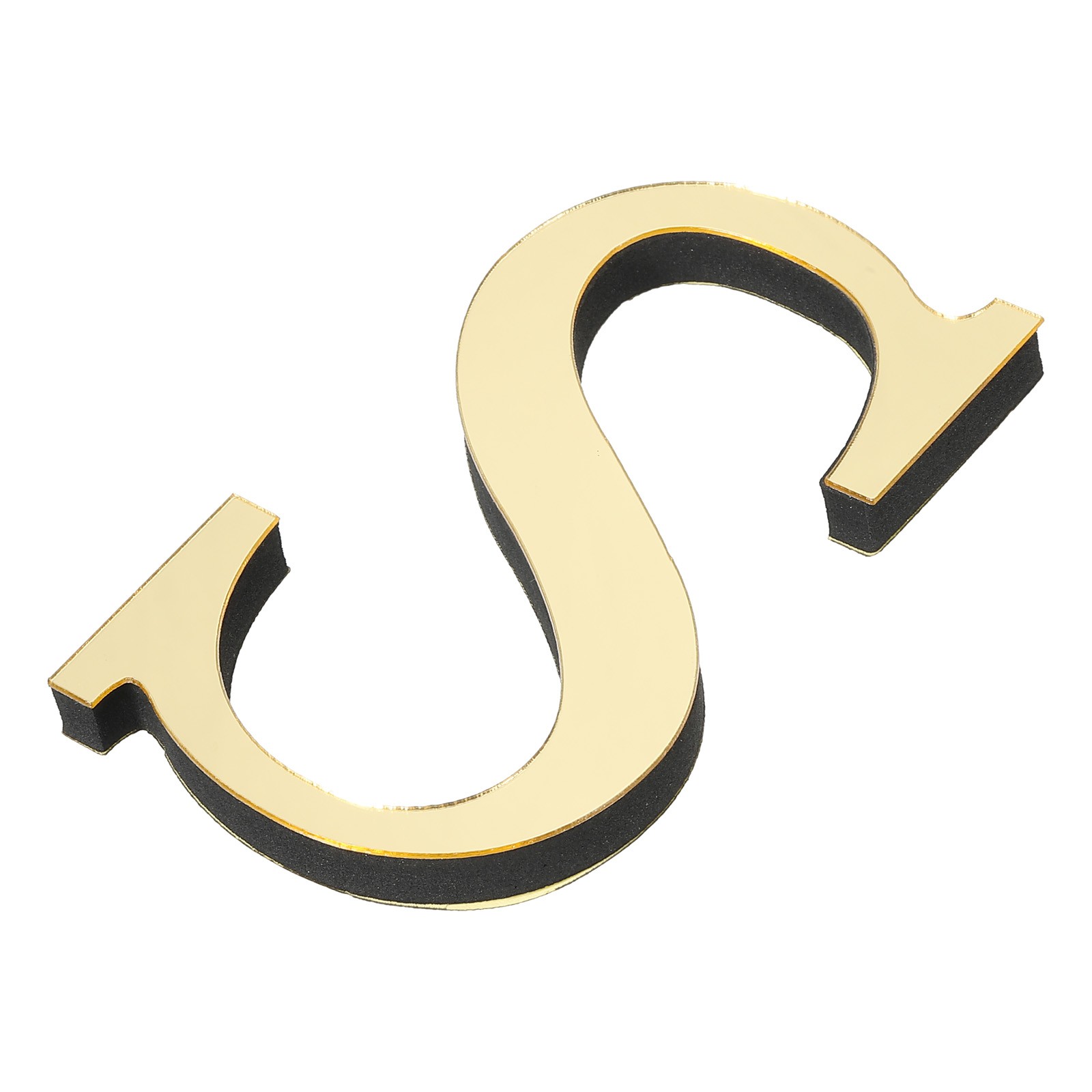 3D Acrylic Alphabet Mirror Wall Stickers Letter S Self-Adhesive Light Gold