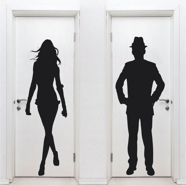 Modern Men Women Bathroom Sign Decals Wallpaper Removable Toilet Signs Art, g60