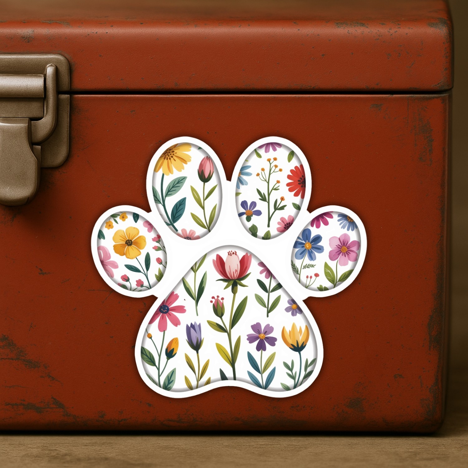 4pcs Dog Paw Floral Stickers – Cute Vinyl Decals for Dog Moms & Pet Lovers