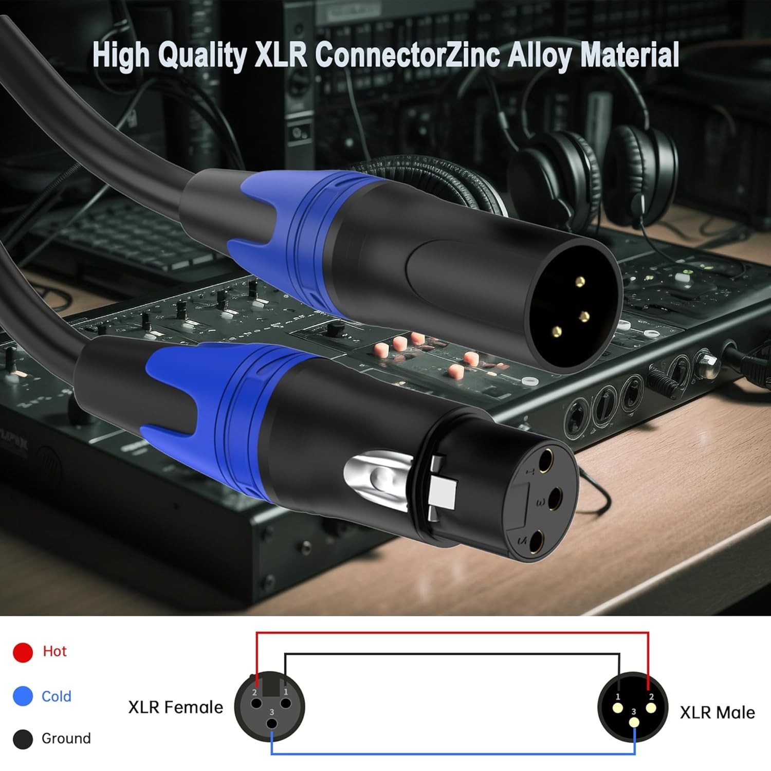 2 Pack, 25 FT XLR Male to Female Cable Professional Balanced Microphone Lead …