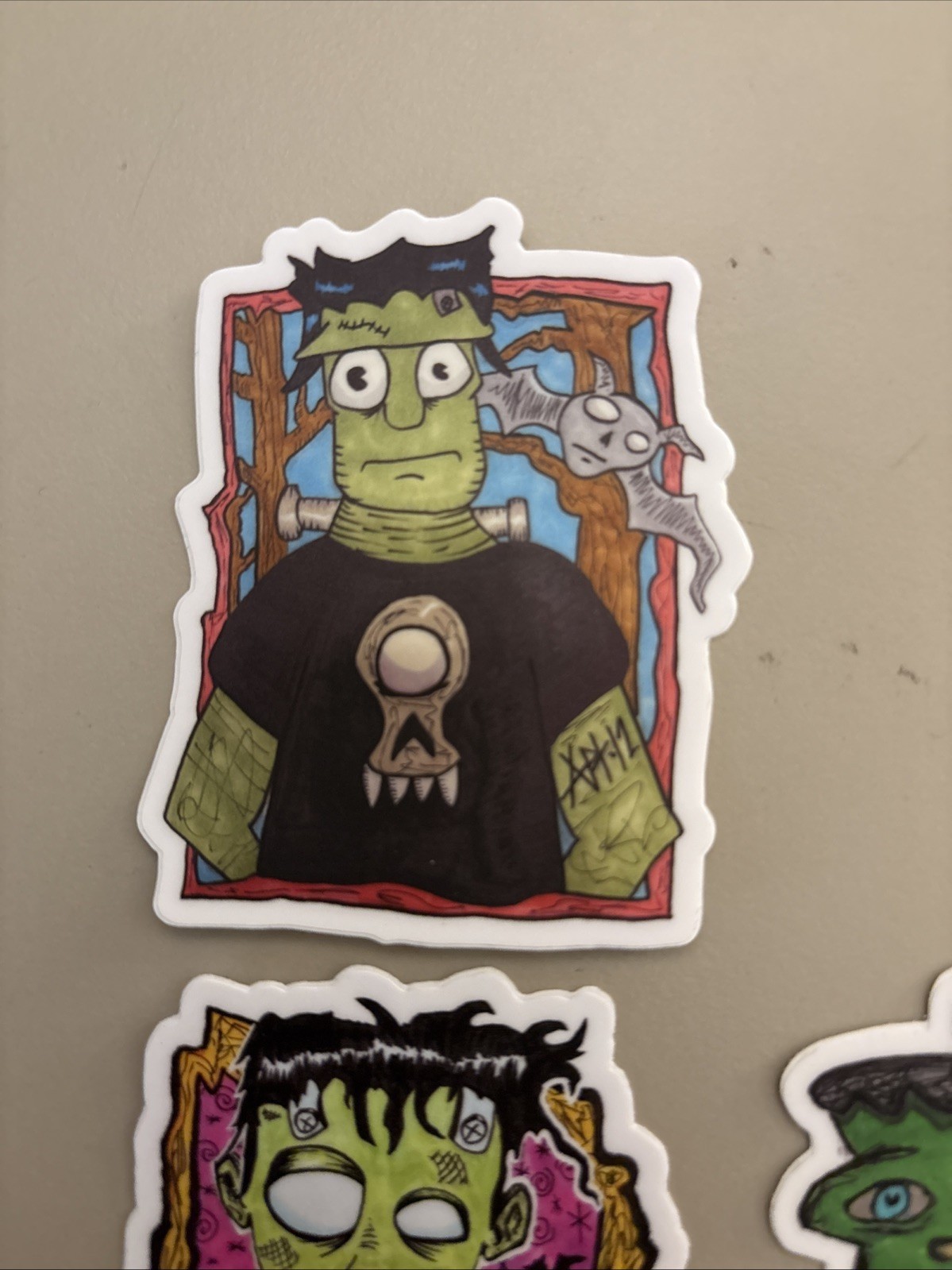 Frankenstein Monster (3 Pc Sticker Lot Dishwasher Safe) Halloween Movie Horror