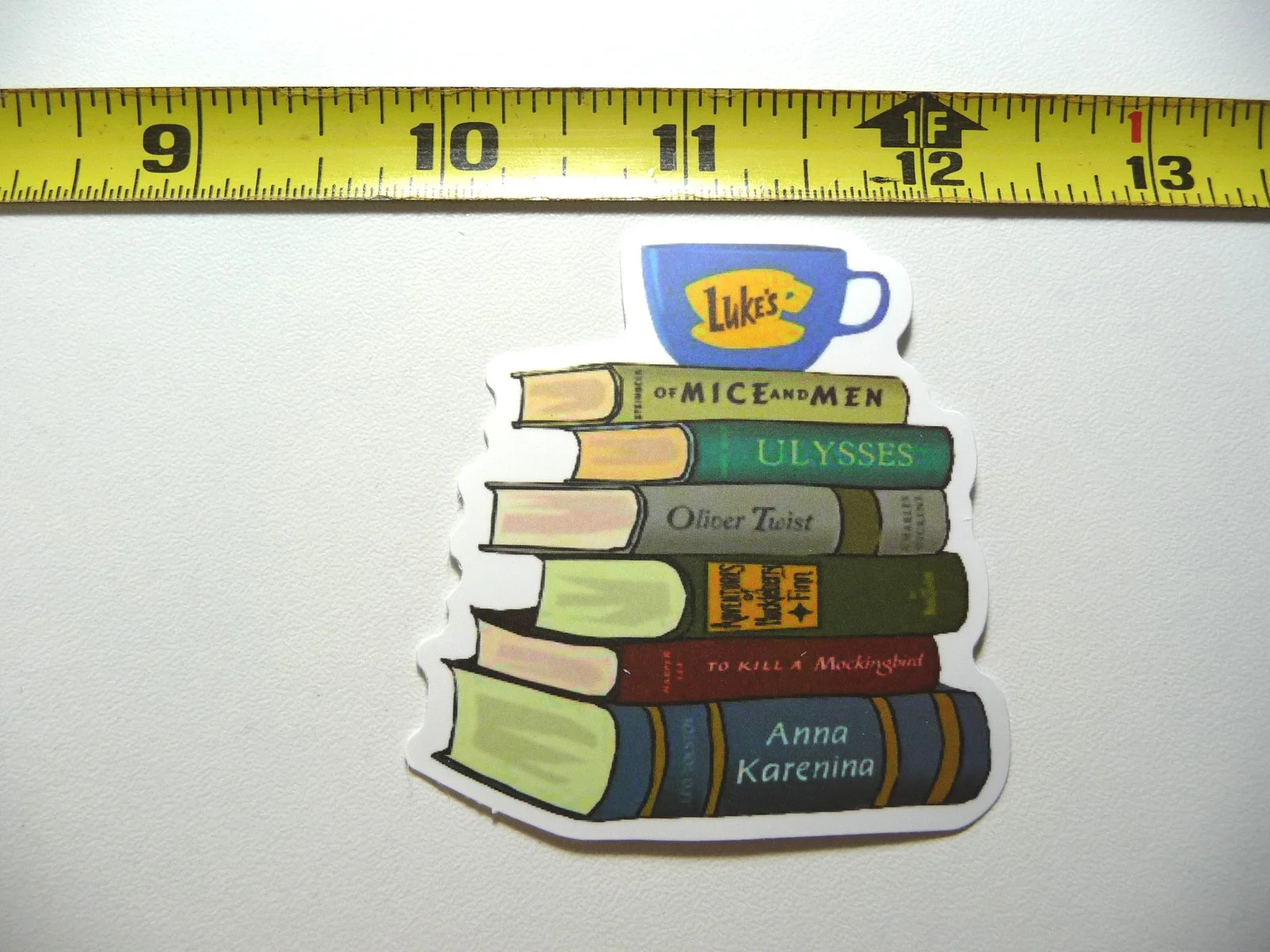 COFFEE CUP 6 CLASSIC BOOKS SMALL STICKER DECAL READING NOVEL LIBRARY STORY