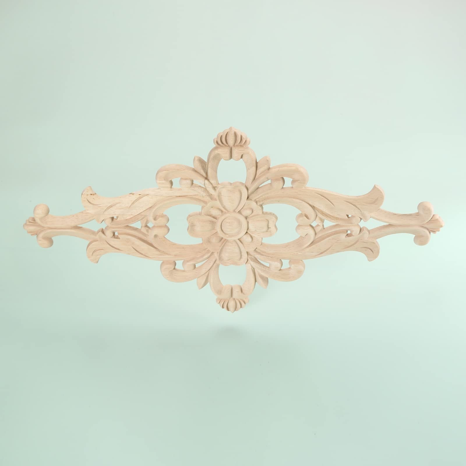 Wood Carved Appliques Furniture Decorative Onlays, 1Pc Unpainted DIY Center C…