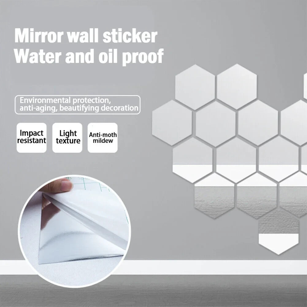 50x100cm Self Adhesive Mirror Reflective Wall Sticker Film Paper Kitchen Decor