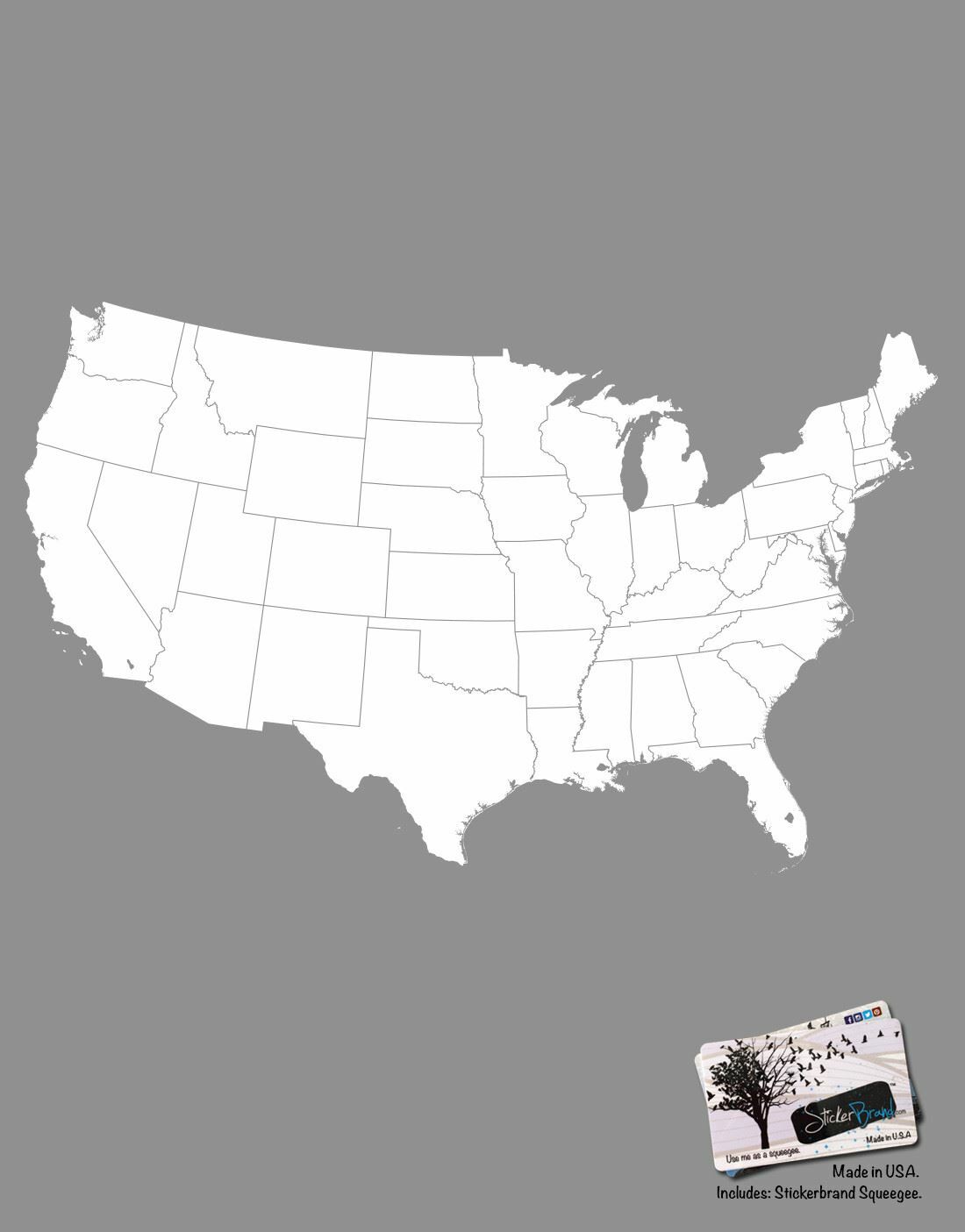 USA Map with State Borderline Office Wall Decal by Stickerbrand #6030