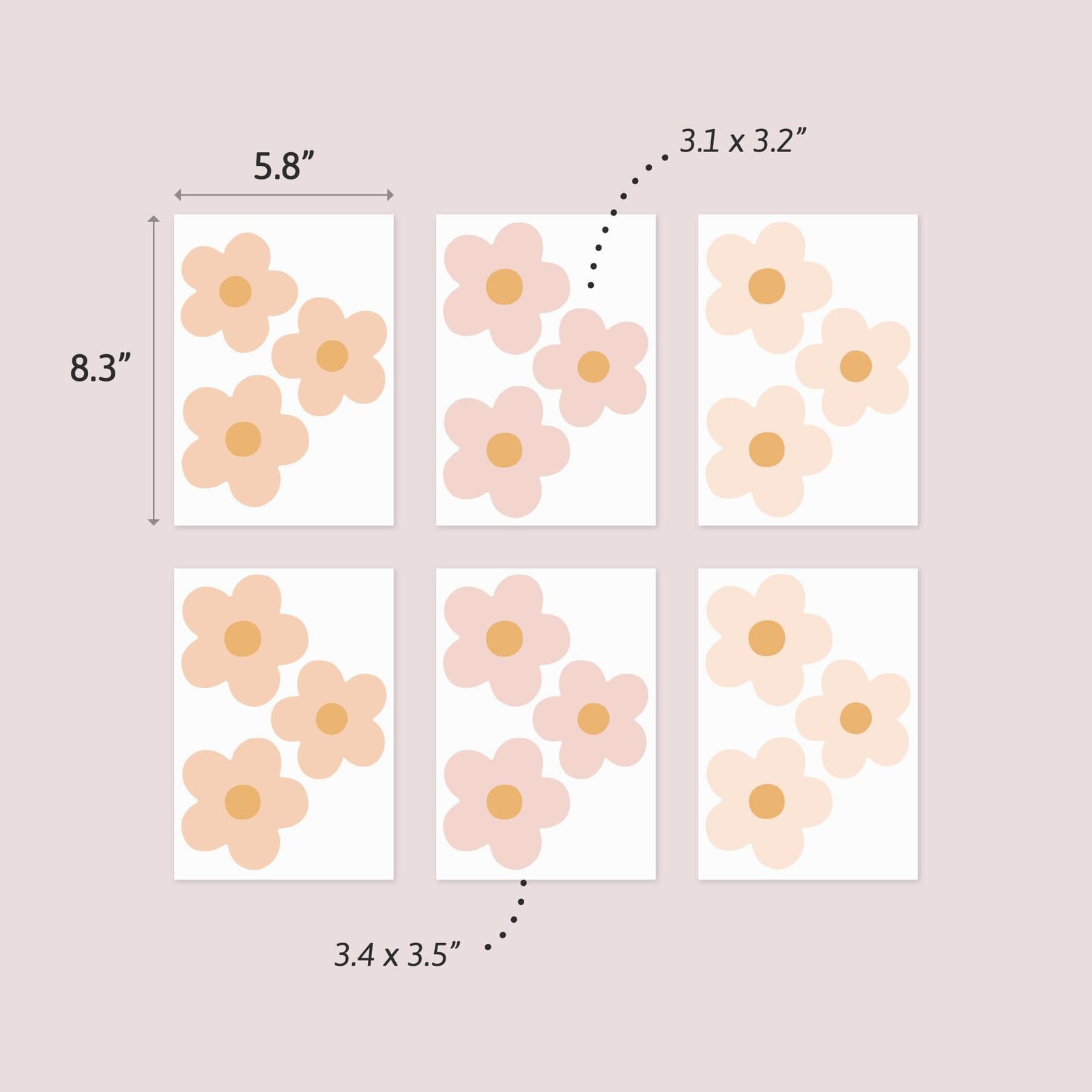 – Daisy Blush Pink Boho Flowers Decals – Easy-to-Apply & Removable Wall Stick…
