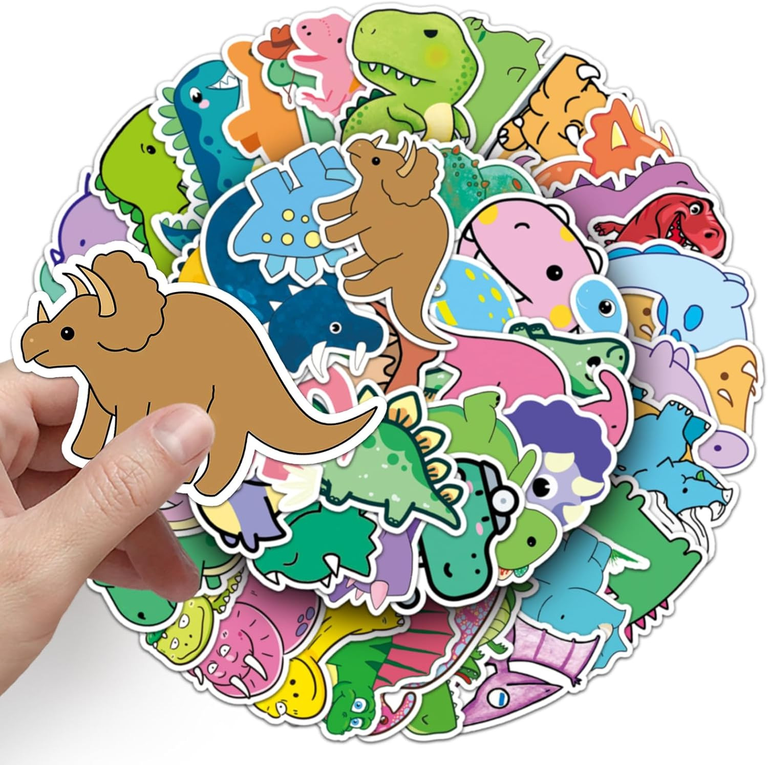 50 Dinosaur Stickers Pack Cute Funny Dino Vinyl Stickers for Water Bottles Lapto