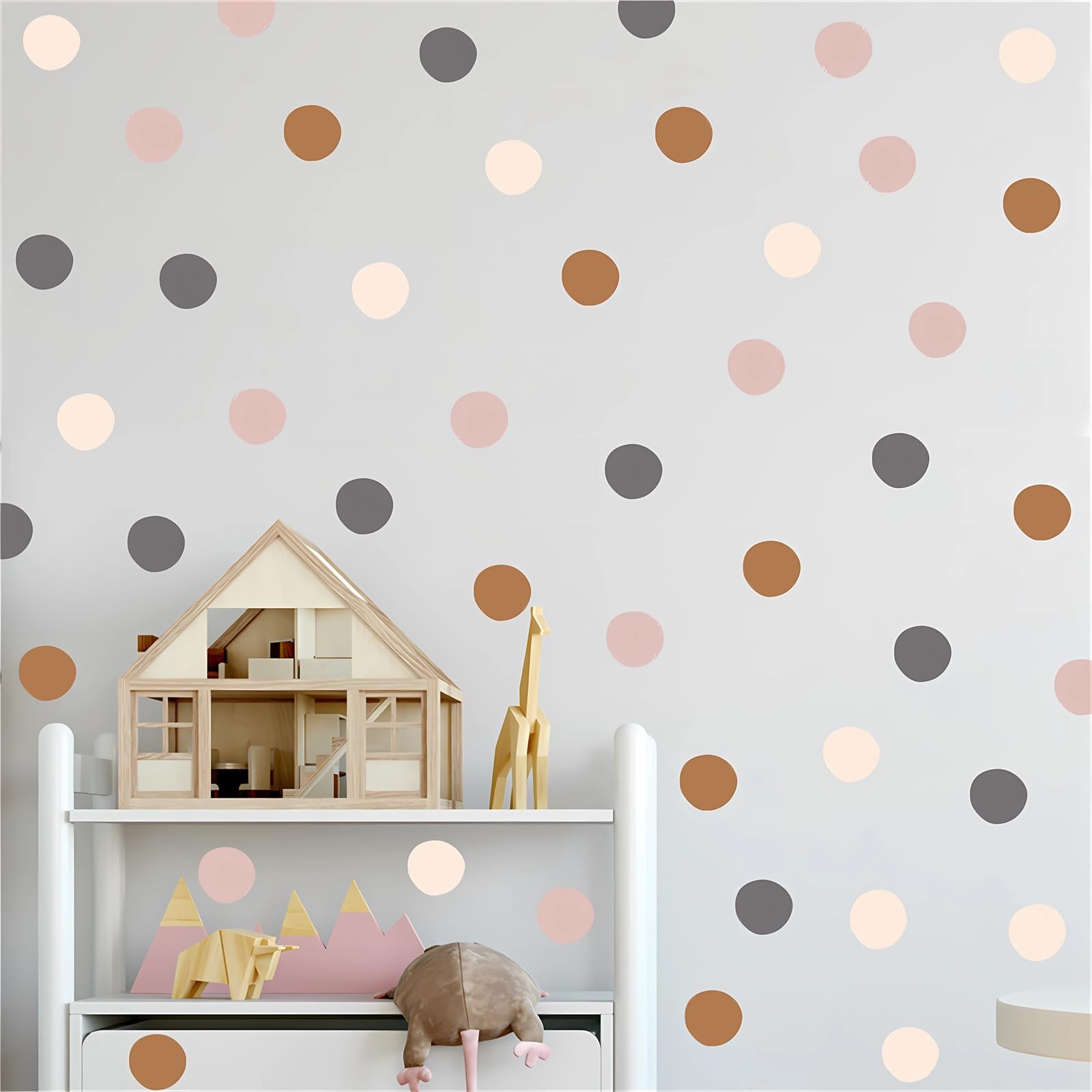 Dark Gray Brown Flesh Color Polka Dot Wall Stickers, DIY Circle Art Wall Deca…
