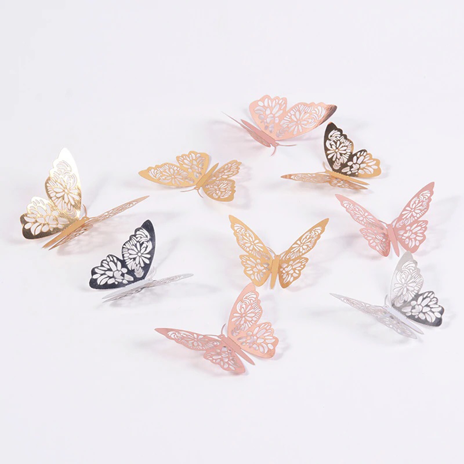 12 pcs 3d cute silver butterfly wall decor, party, wedding, diy