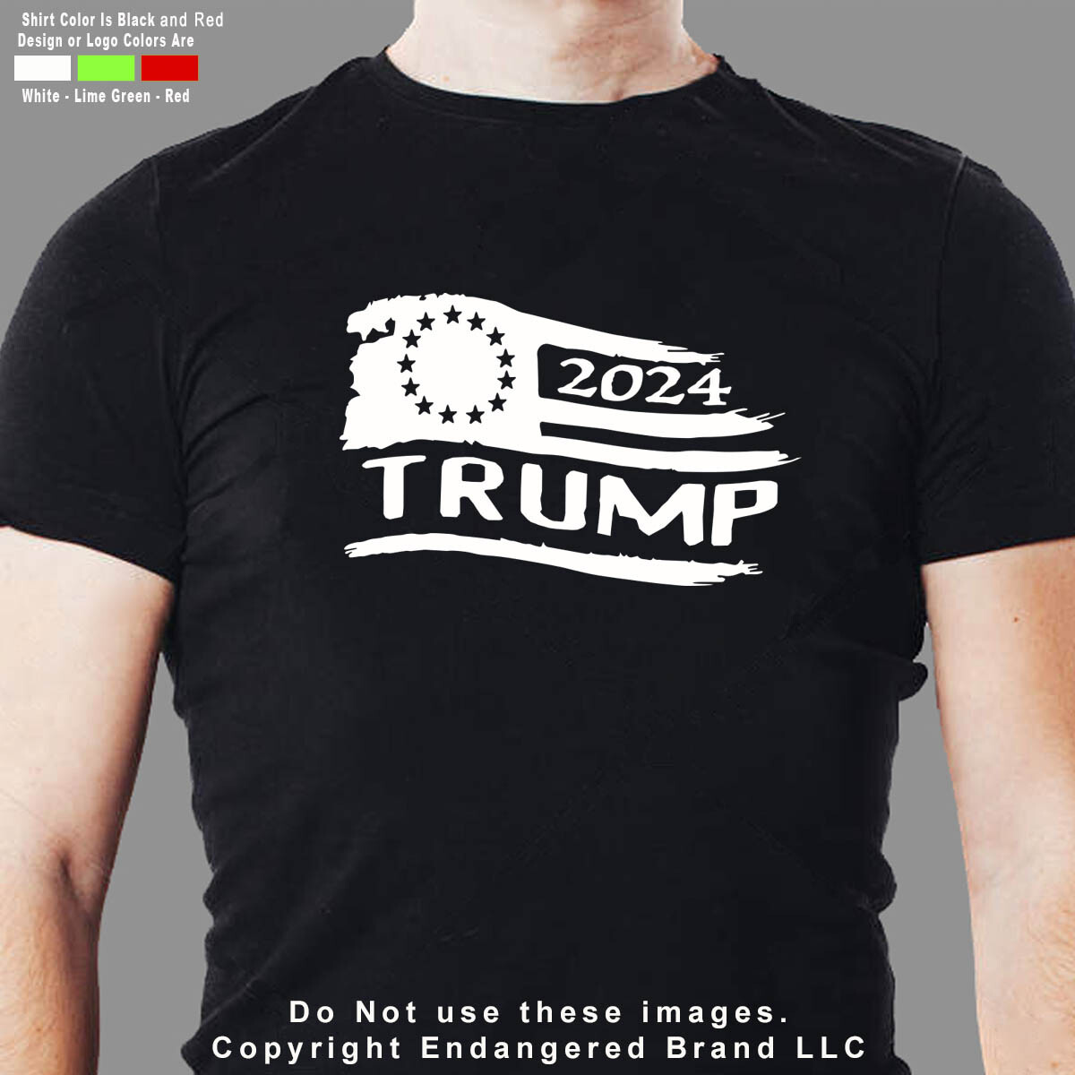 – Trump 2024 Tattered Flag 13 stars Left President Make America Great Sticker