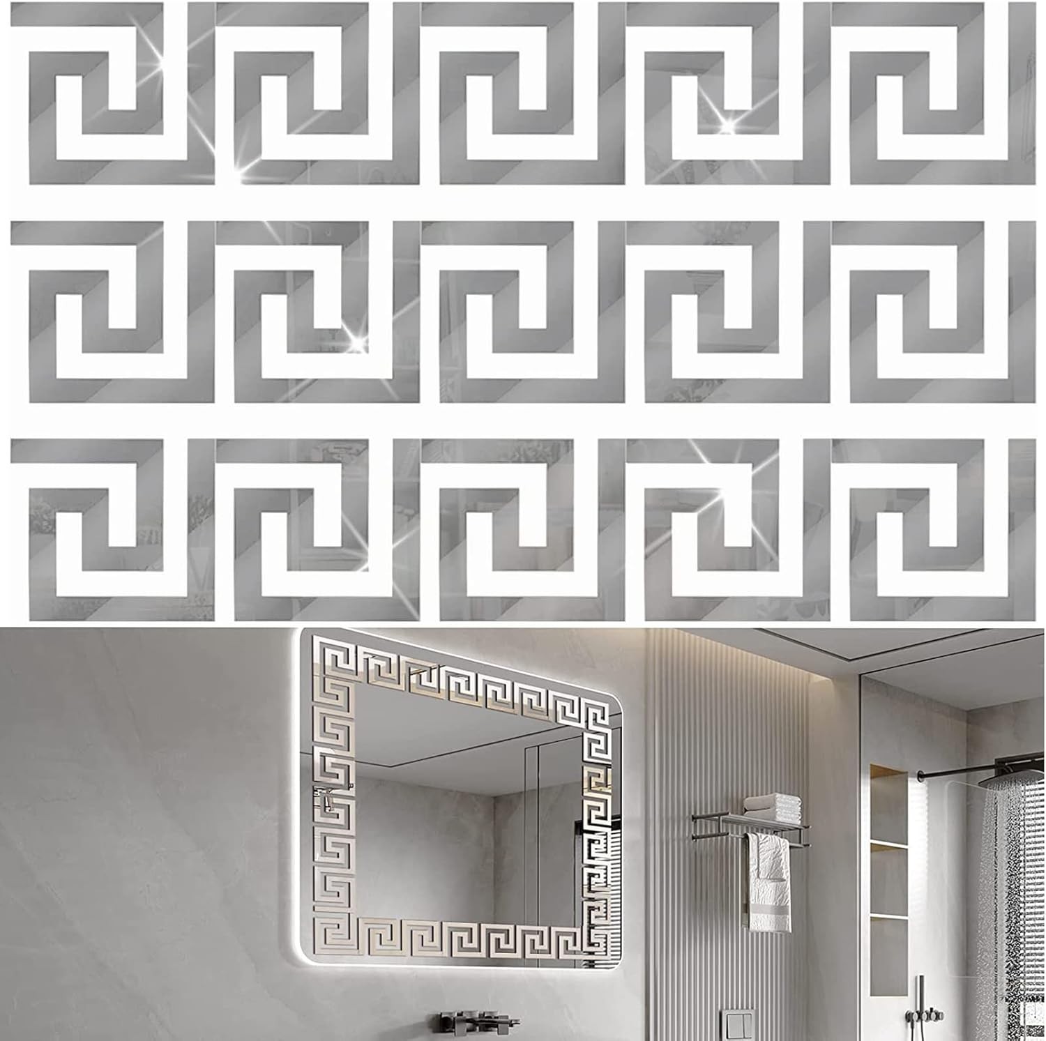100 Pieces Removable Acrylic Mirror Setting, Mirror Tiles Wall Sticker Decal,Mir