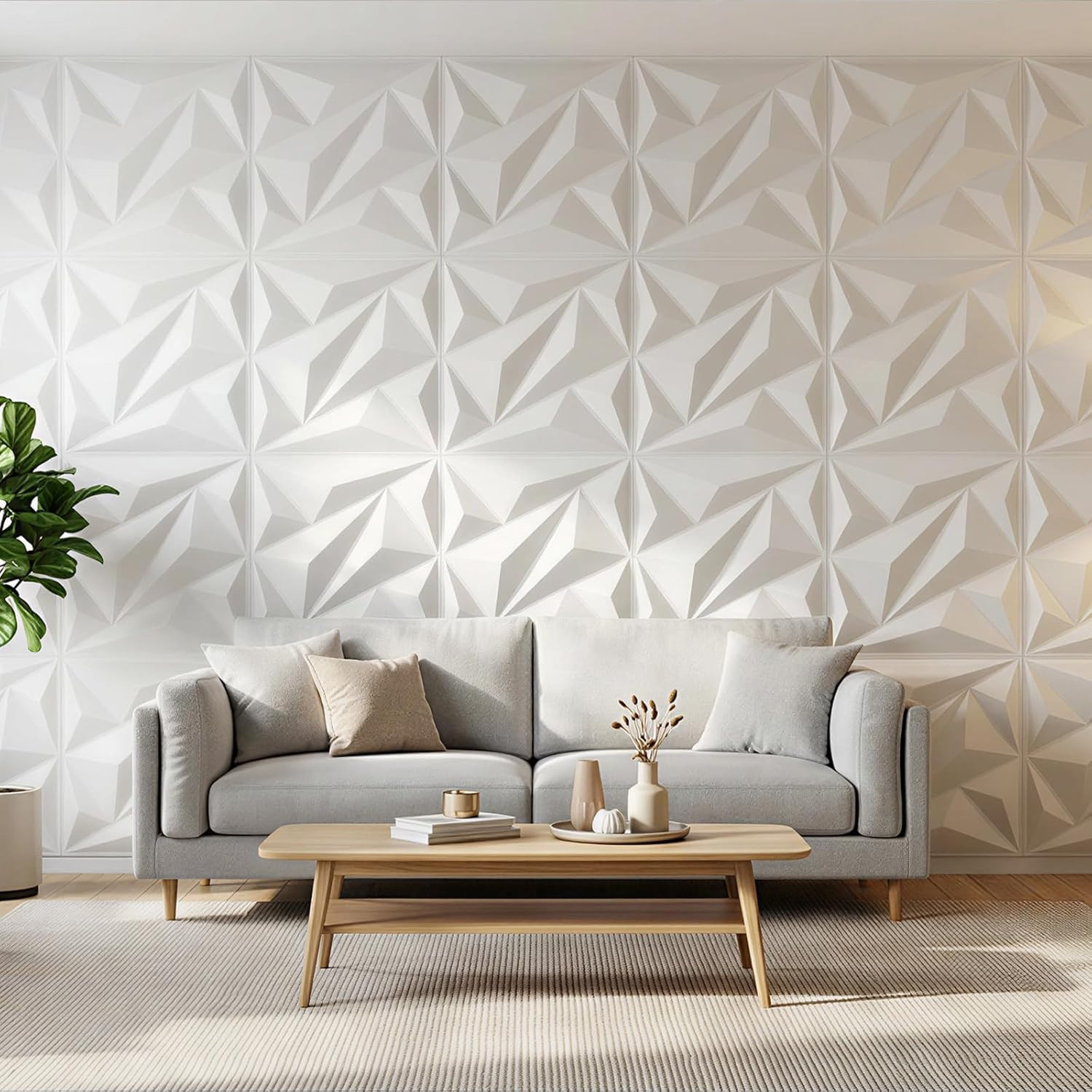 Diamond 3D Wall Panels – Waterproof PVC Decor for Living Room & Office, 12 Pack