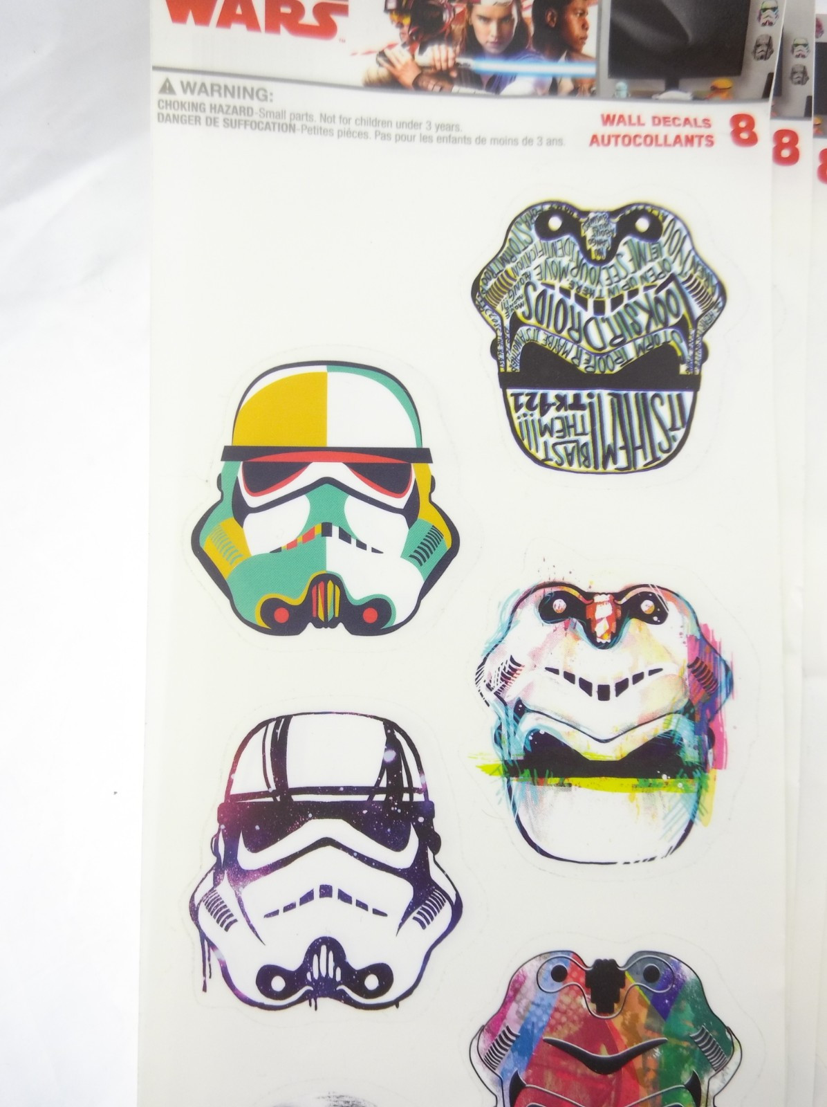 48 Star Wars Pop Art 3" Stormtrooper Head Helmet Wall Decals Multicolor