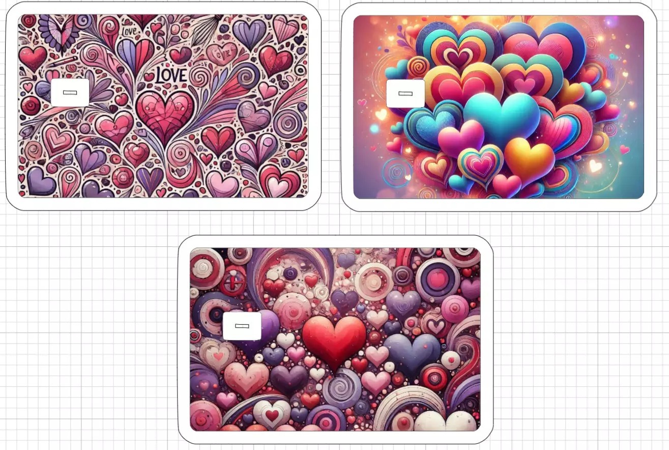 Hearts and Love Credit Debit ATM Card Skin Stickers Valentine's Day Flowers Pink